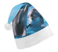MNBVKL Cappello di Natale, due delfini nell'acqua stampato cappello di Natale, cappello di Natale adulto, cappello di Natale multifunzionale