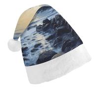 MNBVKL Cappello di Natale, il faro di mare stampato cappello di Natale, cappello di Natale adulto, cappello di Natale multifunzionale