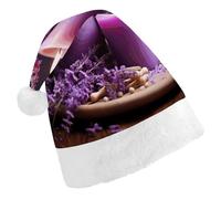 MNBVKL Cappello di Natale, lavanda viola con candele cappello di Natale stampato, cappello di Natale per adulti, cappello di Natale multifunzionale