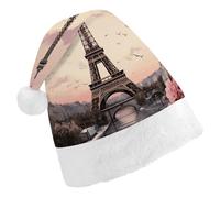 MNBVKL Cappello di Natale, romantico cappello di Natale stampato Torre di Parigi, cappello di Natale adulto, cappello di Natale multifunzionale