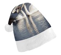 MNBVKL Cappello di Natale, romantico cigno bianco stampato cappello di Natale, cappello di Natale adulto, cappello di Natale multifunzionale