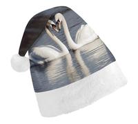 MNBVKL Cappello di Natale, romantico cigno bianco stampato cappello di Natale, cappello di Natale adulto, cappello di Natale multifunzionale