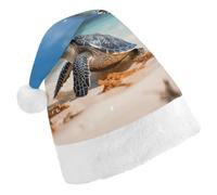 MNBVKL Cappello di Natale, tartaruga marina sulla spiaggia, cappello di Natale stampato, cappello di Natale per adulti, cappello di Natale multifunzionale