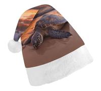 MNBVKL Cappello di Natale, tartaruga marina tramonto stampato cappello di Natale, cappello di Natale adulto, cappello di Natale multifunzionale