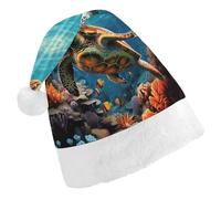 MNBVKL Cappello di Natale, tartarughe marine pittura diamante stampato cappello di Natale, cappello di Natale adulto, cappello di Natale multifunzionale
