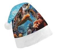 MNBVKL Cappello di Natale, tartarughe marine pittura diamante stampato cappello di Natale, cappello di Natale adulto, cappello di Natale multifunzionale