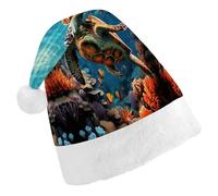 MNBVKL Cappello di Natale, tartarughe marine pittura diamante stampato cappello di Natale, cappello di Natale adulto, cappello di Natale multifunzionale