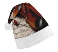 MNBVKL Cappello di Natale, Violino spartito musicale stampato cappello di Natale, cappello di Natale adulto, cappello di Natale multifunzionale