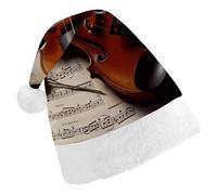 MNBVKL Cappello di Natale, Violino spartito musicale stampato cappello di Natale, cappello di Natale adulto, cappello di Natale multifunzionale