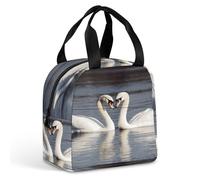 MNBVKL Picnic Lunch Bag, romantico cigno bianco stampato pranzo borsa, pranzo all'aperto borsa, viaggio pranzo borsa, universale pranzo Bag