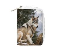 MNBVKL Portafoglio, Snow Mountain Wild Wolf stampato, portafoglio da viaggio di grande capacità, portafoglio da viaggio da donna, portafoglio per adulti, bianco, 16 x 11,5 cm, moderno