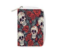 MNBVKL Portafoglio, Sugar Skulls And Red Roses Stampato Portafoglio, Grande Capacità Viaggio Portafoglio, Donne Portafoglio Viaggio, Portafoglio Adulto, Bianco, 16x11.5cm, Moderno