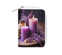 MNBVKL Portafoglio, viola lavanda con candele stampato, portafoglio da viaggio di grande capacità, portafoglio da viaggio da donna, portafoglio per adulti, bianco, 16 x 11,5 cm, moderno