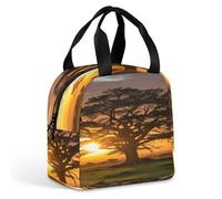 MNBVKL Sacchetto di pranzo dell'isolamento del di alluminio, alba sul grande albero stampato borsa del pranzo, borsa del pranzo all'aperto, borsa del pranzo di viaggio, borsa universale del pranzo