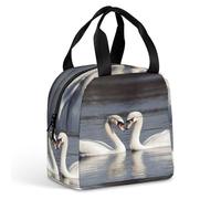 MNBVKL Sacchetto di pranzo dell'isolamento del di alluminio, borsa del pranzo stampata del cigno bianco romantico, borsa del pranzo all'aperto, borsa del pranzo di viaggio, borsa universale del pranzo
