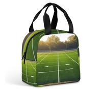 MNBVKL Sacchetto di pranzo dell'isolamento del di alluminio, campo sportivo in verde stampato borsa del pranzo, borsa per il pranzo all'aperto, borsa da pranzo da viaggio, borsa universale per il