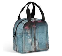MNBVKL Sacchetto di pranzo dell'isolamento del di alluminio, legno blu dell'annata ha stampato la borsa del pranzo, la borsa del pranzo all'aperto, la borsa del pranzo di viaggio, borsa universale del