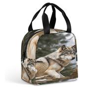 MNBVKL Sacchetto di pranzo dell'isolamento del di alluminio, montagna della neve Wild Wolf stampato sacchetto del pranzo, borsa del pranzo all'aperto, borsa del pranzo di viaggio, borsa universale del