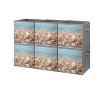 MNBVKL Set di 6 scatole portaoggetti con stampa di conchiglie e stelle marine, scatola portaoggetti per armadio, scatola portaoggetti impilabile pieghevole