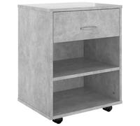 MNCVXAXG Mobiletto Con Ruote Grigio Cemento 46x36x59cm Legno Multistrato | Legno multistrato resistente, 4 ruote di cui 2 bloccabili, piano per stampante, facile da pulire, stile moderno