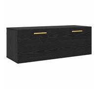 MNCVXAXG Wall-Mounted Cabinet 100 x 36.5 x 35 cm Engineered Wood Black Oak | 2 shelves, 2 hinged doors, rustic style, easy cleaning, space-saving, vertical storage, D handles
