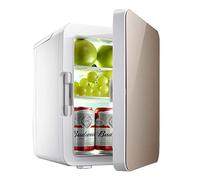 MNCYGJ Mini Frigo da 10L con Congelatore Piccolo Frigorifero da Campeggio Mini Frigo da 12V / 220V Silenzioso Frigobar, Frigorifero per Cosmetici,d'oro