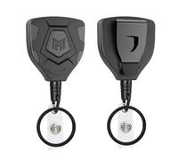 MNGARISTA Portachiavi retrattile resistente con clip da cintura, bobina retrattile per badge identificativo, porta badge retrattile con cavo in acciaio da 80 cm e portachiavi, 255 g, confezione da 2