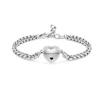 Mnicremation - Braccialetto con urna per ceneri con medaglione a forma di cuore, per ceneri, regolabile, da donna, con scritta "Always in my heart", Acciaio inossidabile, Nessuna pietra preziosa