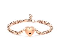 Mnicremation - Braccialetto con urna per ceneri con medaglione a forma di cuore, per ceneri, regolabile, da donna, con scritta "Always in my heart", Acciaio inossidabile, Nessuna pietra preziosa