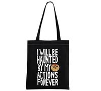 MNIGIU Hooty - Borsa tote ispirata alla casa dei gufi, con scritta "I Will Be Haunted By My Actions Forever The Owl House, regalo per fan di Hooty, nero