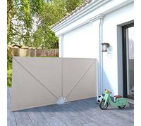 MNISDFL Protezione per la privacy, per il balcone, dal vento, pieghevole, per terrazze, 300 x 150 cm, colore: crema