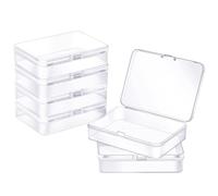 Mnixy 6 contenitori in plastica trasparente con coperchio a cerniera rettangolari piccole scatole di plastica per perline, gioielli, ferramenta, pezzi di gioco, oggetti artigianali, 10 x 3,3 x 1,1 cm