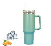 Mnixy Stanley Cup - Tazza da viaggio con manico, con cannuccia e manico, in acciaio inox, con coperchio, a prova di perdite, isolata sottovuoto, per bevande ghiacciate calde