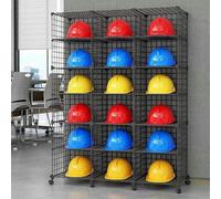 MNJVCFDS Scatole Porta Caschi Impilabili con Ruote, Grande Portaoggetti Regolabile per Il Posizionamento Dell'elmetto Protettivo, Supporto per Elmetto Protettivo da Pavimento per Cantiere/Officina