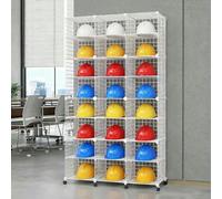 MNJVCFDS Scatole Porta Caschi Impilabili con Ruote, Grande Portaoggetti Regolabile per Il Posizionamento Dell'elmetto Protettivo, Supporto per Elmetto Protettivo da Pavimento per Cantiere/Officina