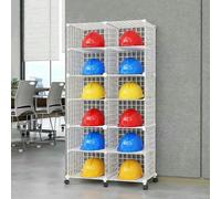 MNJVCFDS Scatole Porta Caschi Impilabili con Ruote, Grande Portaoggetti Regolabile per Il Posizionamento Dell'elmetto Protettivo, Supporto per Elmetto Protettivo da Pavimento per Cantiere/Officina