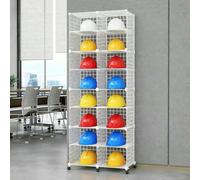 MNJVCFDS Scatole Porta Caschi Impilabili con Ruote, Grande Portaoggetti Regolabile per Il Posizionamento Dell'elmetto Protettivo, Supporto per Elmetto Protettivo da Pavimento per Cantiere/Officina