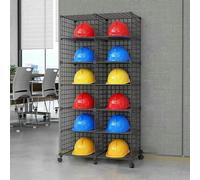 MNJVCFDS Scatole Porta Caschi Impilabili con Ruote, Grande Portaoggetti Regolabile per Il Posizionamento Dell'elmetto Protettivo, Supporto per Elmetto Protettivo da Pavimento per Cantiere/Officina