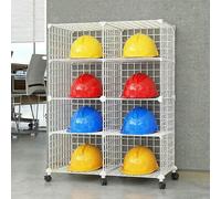 MNJVCFDS Scatole Porta Caschi Impilabili con Ruote, Grande Portaoggetti Regolabile per Il Posizionamento Dell'elmetto Protettivo, Supporto per Elmetto Protettivo da Pavimento per Cantiere/Officina