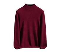 Mnjyihy Maglione di Cashmere da Uomo Pullover Lavorato A Maglia A Collo Alto E Mezzo Collo Alto A Maniche Lunghe Casual A Doppio Strato Dark Red L