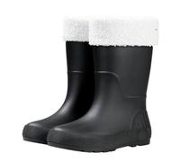 Mnjyihy Stivali da pioggia da donna, alla moda, quattro stagioni, impermeabili, antiscivolo, resistenti all'usura, a metà polpaccio, scarpe calde, Cotone nero, 39.5 EU