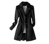 Mnjyihy Trench Da Donna Di Media Lunghezza Moda Monopetto Giacche Casual Cappotti Giacca A Vento Lunga Da Montagna Black M