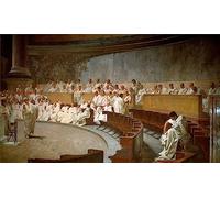 MNMSBFXQ Famoso Dipinto Quadri Moderni Stampe su Tela Stampe Tela Pittura Cicerone accusa Catilina in Senato Congiura di Ceaare Maccari per Soggiorno 60x90cm