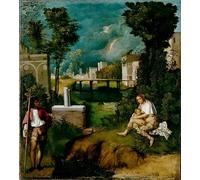 MNMSBFXQ Famoso Dipinto Quadri Moderni Stampe su Tela Stampe Tela Pittura la Tempesta di Giorgione per Soggiorno 60x90cm