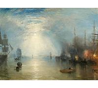 MNMSBFXQ Pittura Classica Stampe D'arte Della Parete Quadro su Tela Keelmen levantando brasas a la luz de la luna por Mallord William Turner per L'arredamento Dell'ufficio 60x90cm
