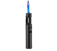 mnobcd Accendino Gonfiabile a Fiamma Blu ad Alta Potenza e Alta Temperatura Portatile Multifunzione a Butano Ricaricabile Nero Moderno