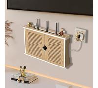 MNOIINM Rastrelliera per Router Wireless, Mensola per Router WiFi da Appendere alla Parete, Porta Modem Senza Perforazione per Nascondi Vari Cavi TV/Decoder/Router ECC, Facile da Installare(A)