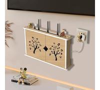 MNOIINM Router WiFi Mensola da Appendere alla Parete, Porta Modem Senza Perforazione per Nascondi Vari Cavi TV/Decoder ECC, Facile da Installare(B)