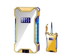 mnopx Accendini Antivento - Accendini a butano Ricaricabili - Fiamma Regolabile - con Finestra per Il combustibile a butano - Robusti e durevoli - Design Portatile(Silver)