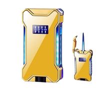 mnopx Accendini Antivento - Accendini a butano Ricaricabili - Fiamma Regolabile - con Finestra per Il combustibile a butano - Robusti e durevoli - Design Portatile(Gold)